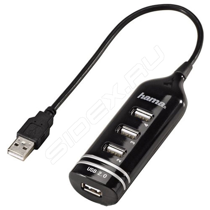 USB 2.0 razdelnik 1:4, HAMA crna 39776 